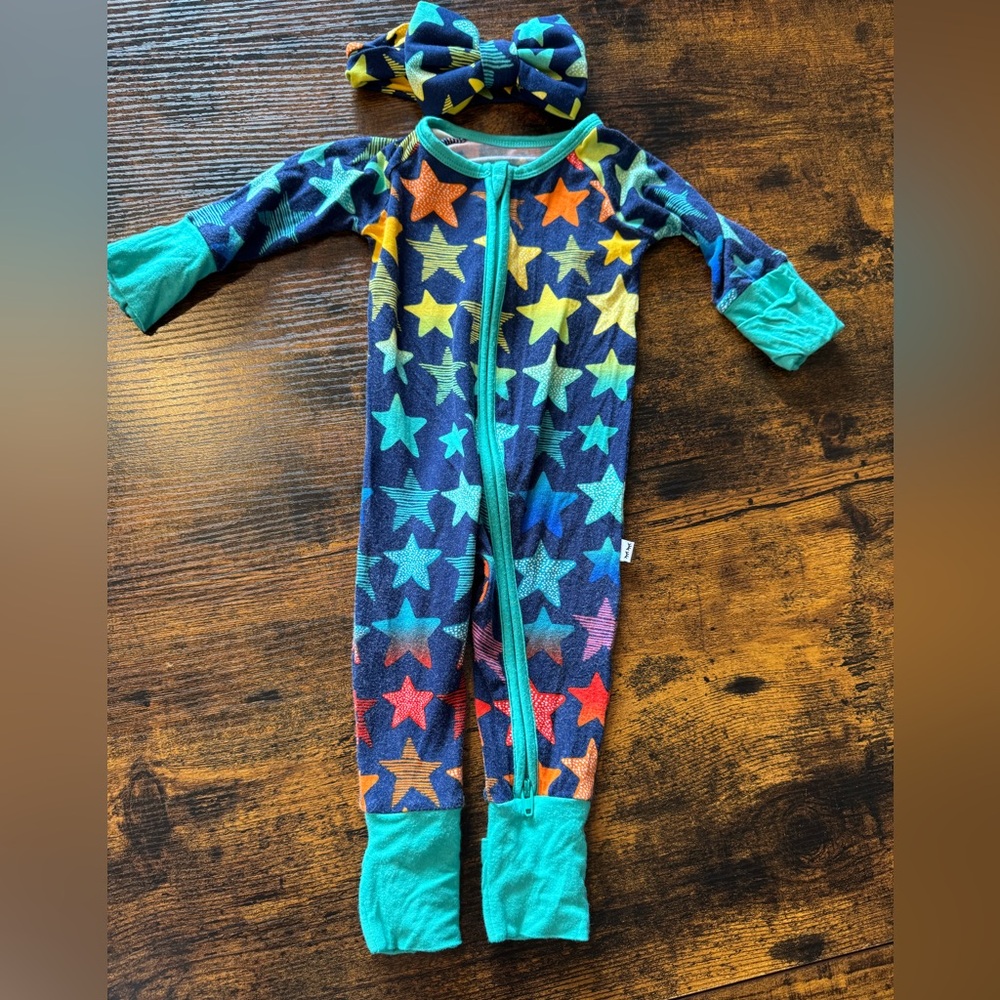 Little Sleepies - Shades of Stars Zippy + Bow